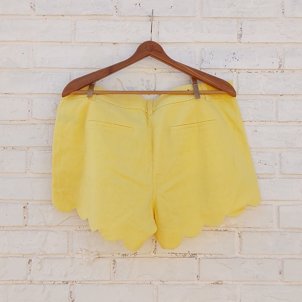J. Crew Linen Yellow Scalloped Hem Shorts - Picture 6 of 8